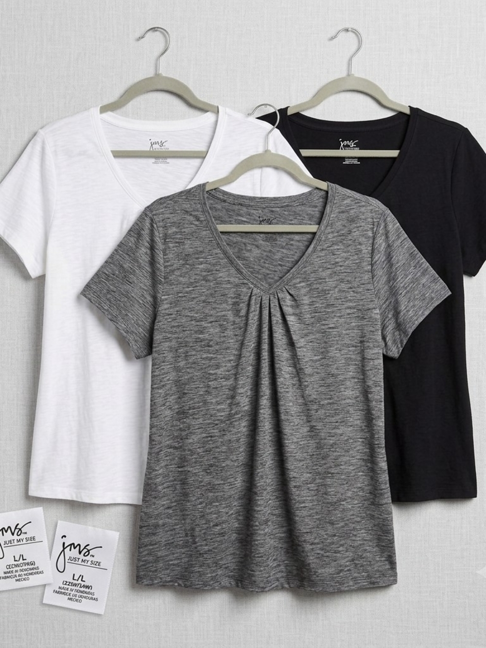 Just My Size JMS Slub Knit V-Neck Short Sleeve T-Shirt Bundle Lot of 3 3XL